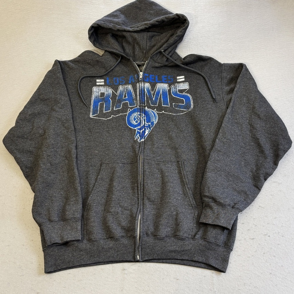 Starter Los Angeles Rams Hoodie Mens Large Charcoal Grey Sportswear Full Zip NFL